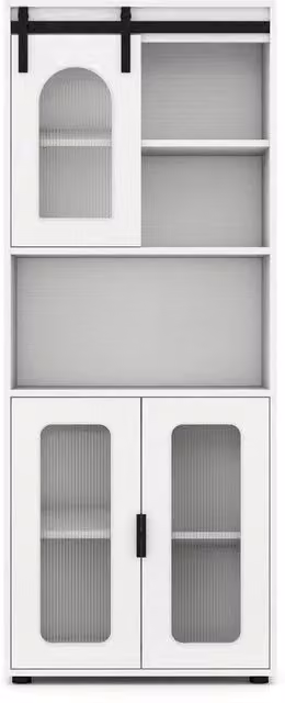 Mobile alto da bagno e soggiorno DESIGN IN con anta scorrevole e ripiano aperto, Bianco, H: 150 cm, L: 60 cm, P: 30 cm – 1