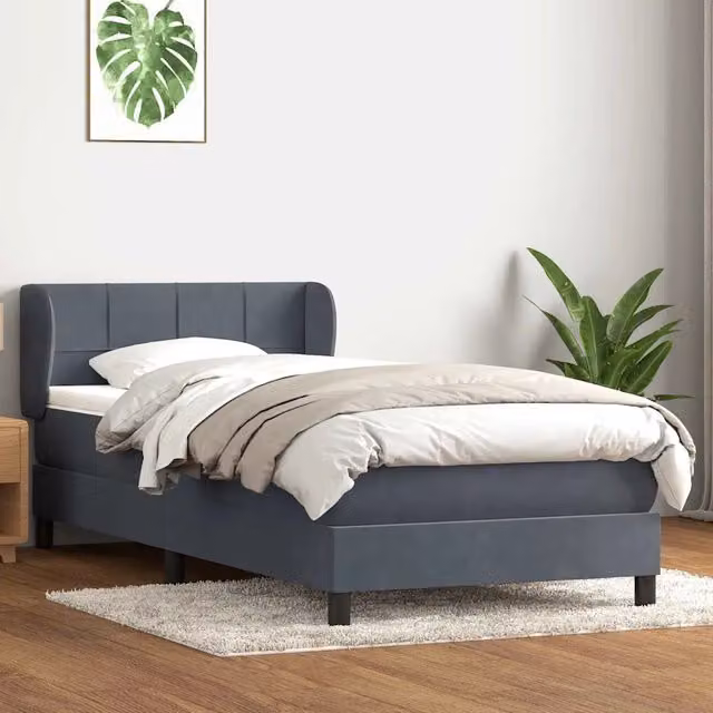 Giroletto a Molle con Materasso-Struttura Letto Grigio Scuro 80x220 cm Velluto 393424