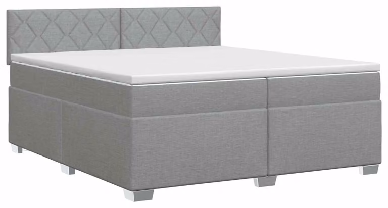 Letto a molle con materasso grigio chiaro 200 x 200 cm in tessuto