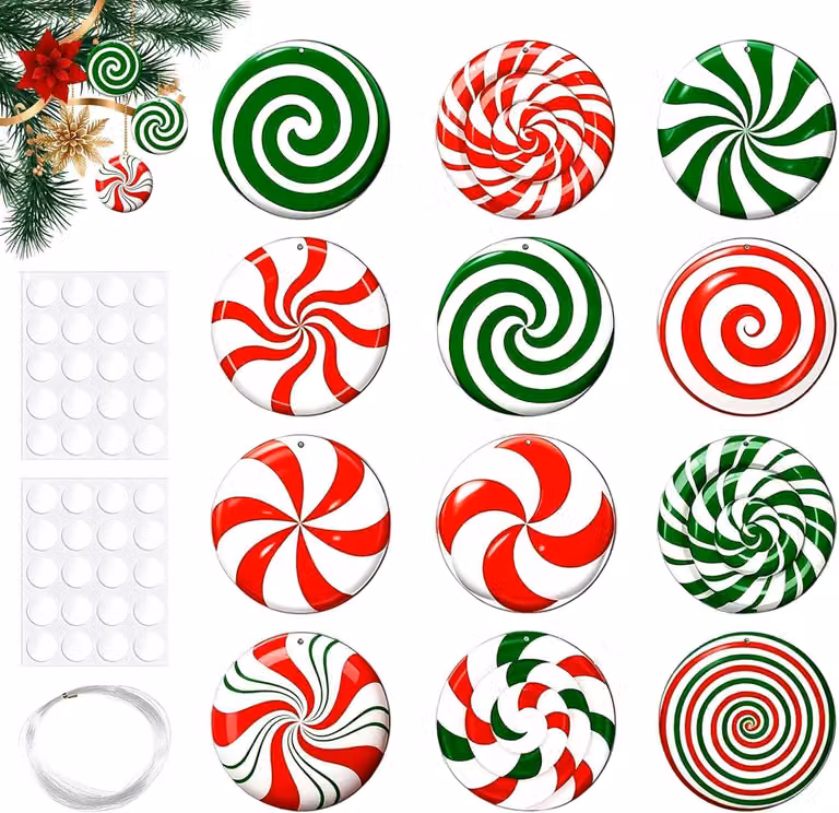 Decorazioni natalizie a forma di caramella, colorate, 17 cm, confezione da 12 pezzi, ideali per l'albero di Natale