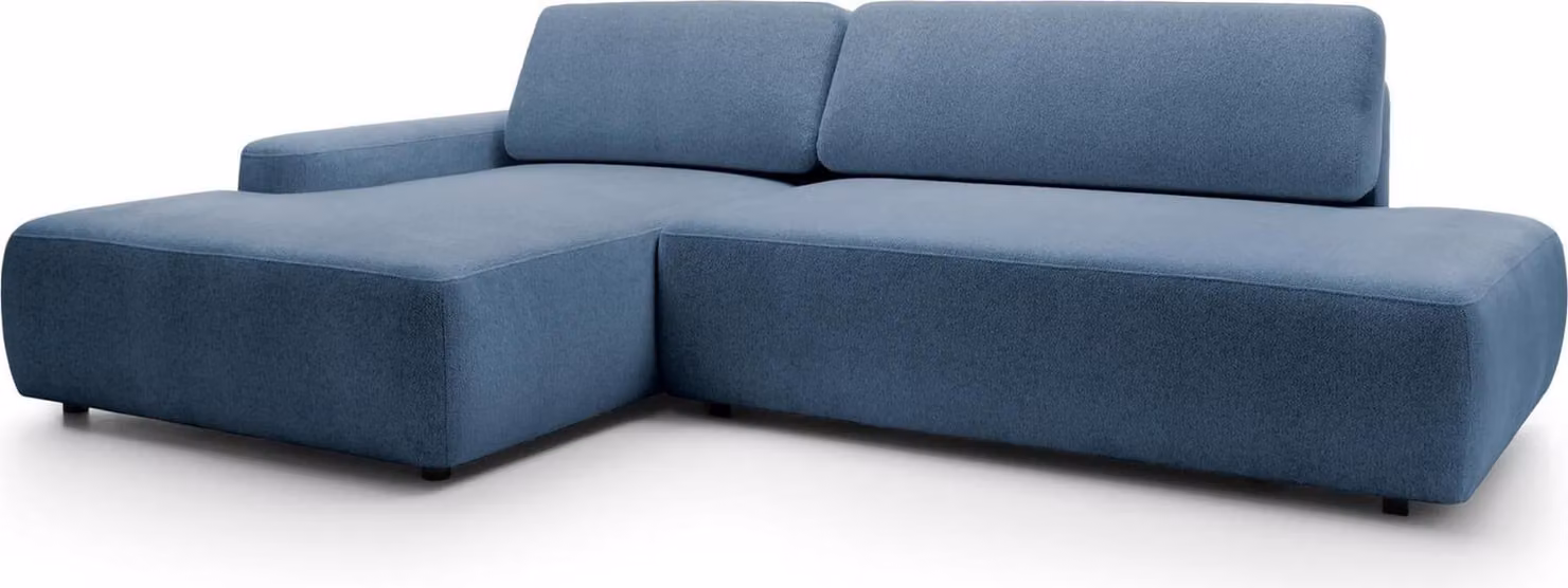 FURNLUX Divano angolare Bouli Blu e Nero 276cm / Colore principale: Blu / Dimensioni: 276 x 82 x 164 cm