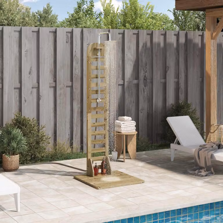 Maison Exclusive - Doccia da giardino, altezza 223 cm. Realizzata in legno di pino impregnato e acciaio inossidabile