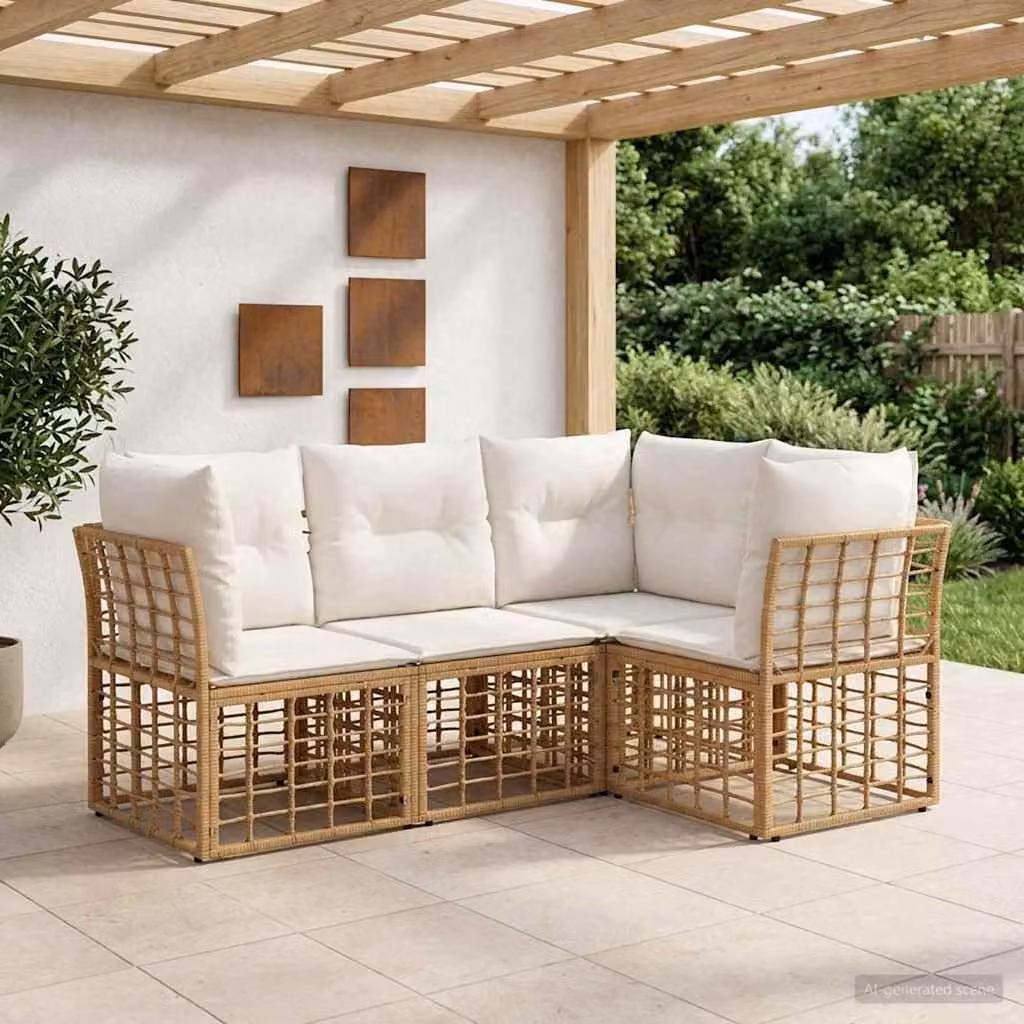 Maison Exclusive - Set divani da esterno in poliestere naturale