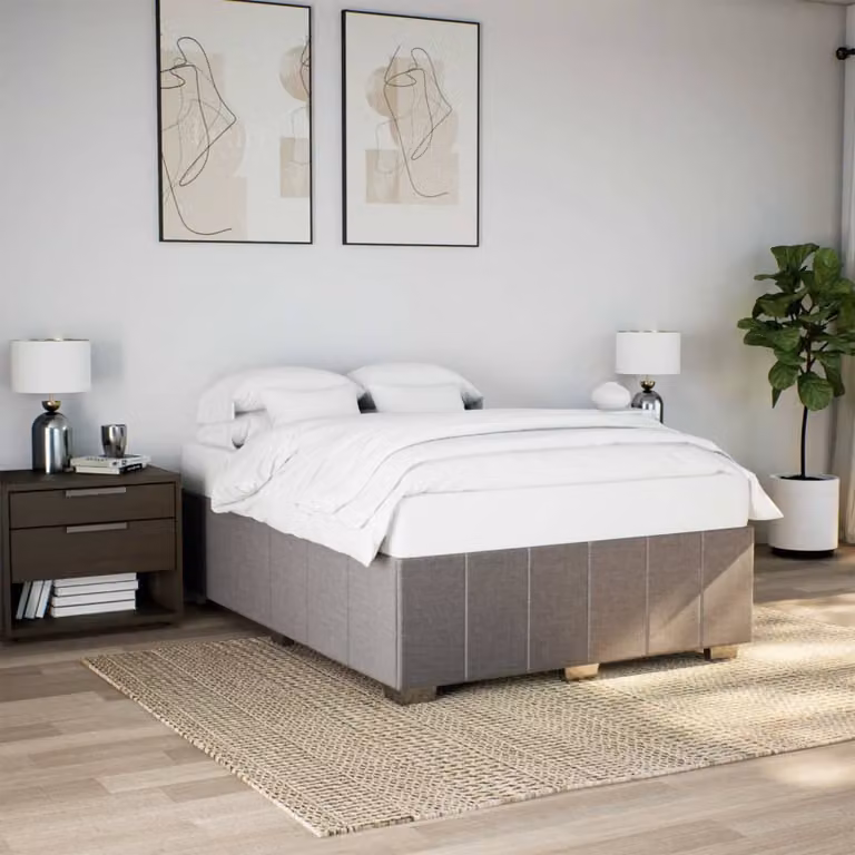 vidaXL Giroletto senza Materasso in Tessuto Tortora L: 160 cm, P: 200 cm