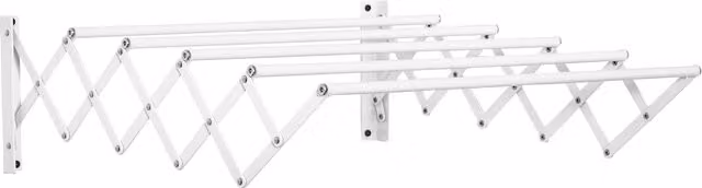 Stendibiancheria a Parete Retrattile HOMCOM in Metallo Pieghevole per Interni ed Esterni, Bianco, L: 63.5 cm, P: 60 cm, H: 20 cm
