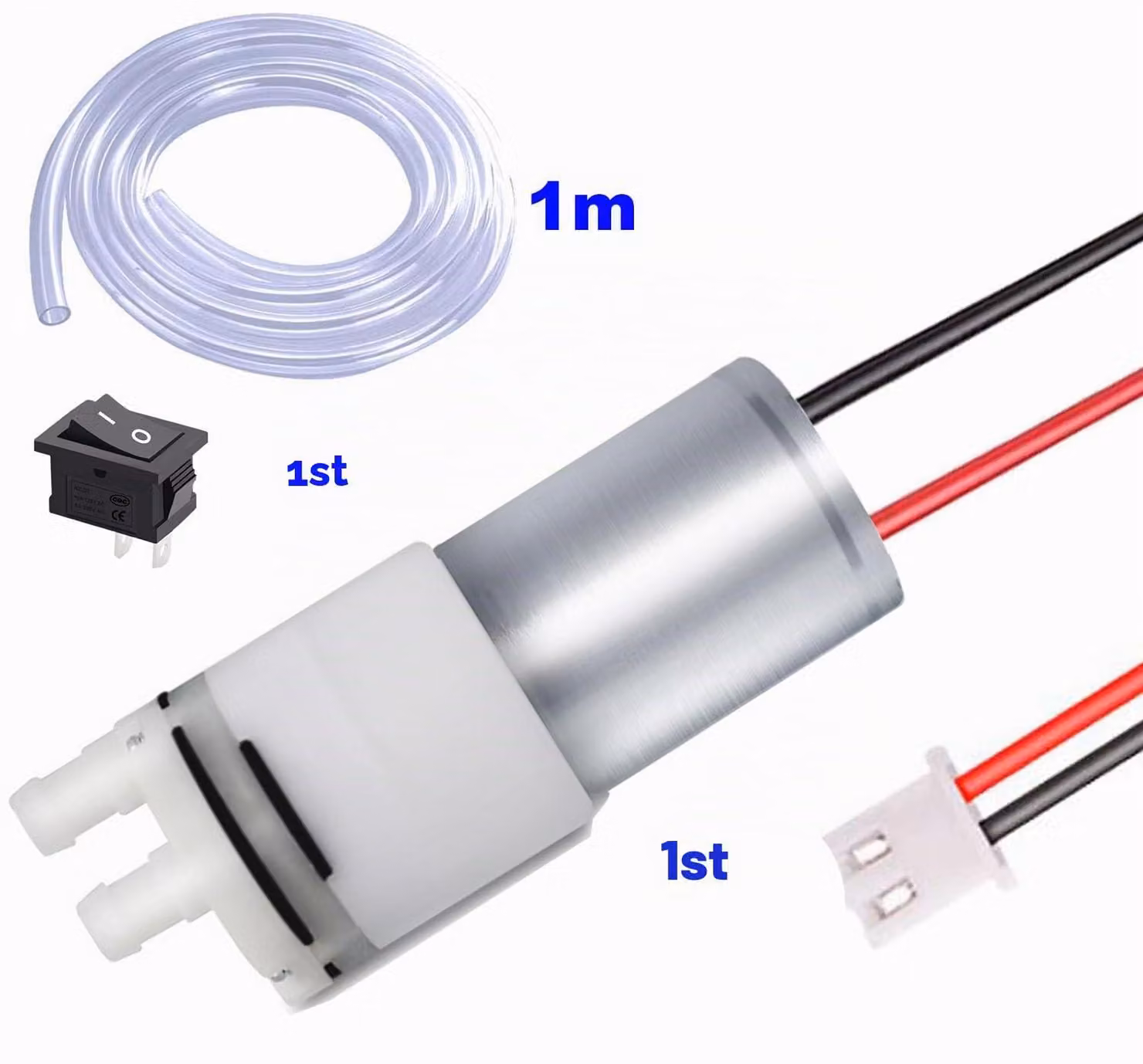 Mini pompa dell'acqua a 12V, autoadescante, portata da 700 a 850 ml/min, attacco da 1/4 di pollice