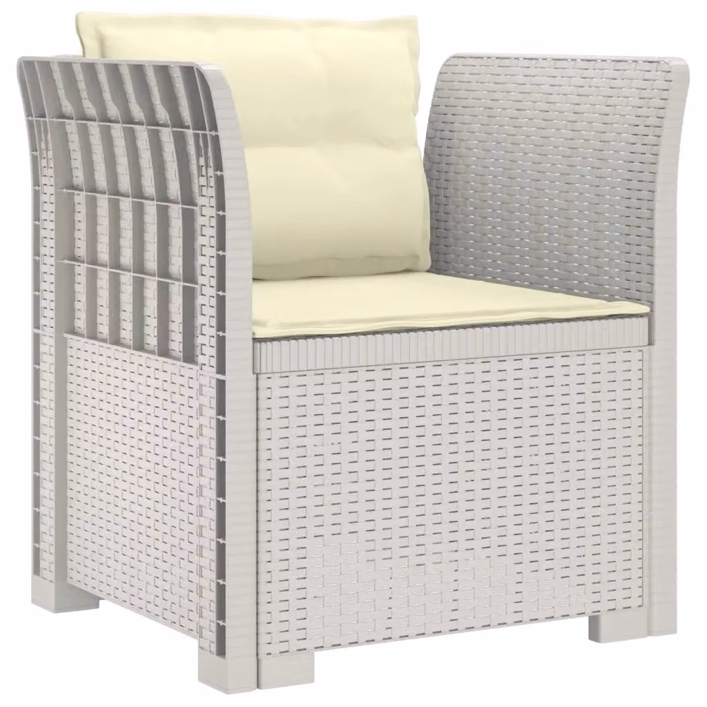Poltrona da giardino a 1 posto con cuscini in stile rattan bianco moderno per esterno – 2
