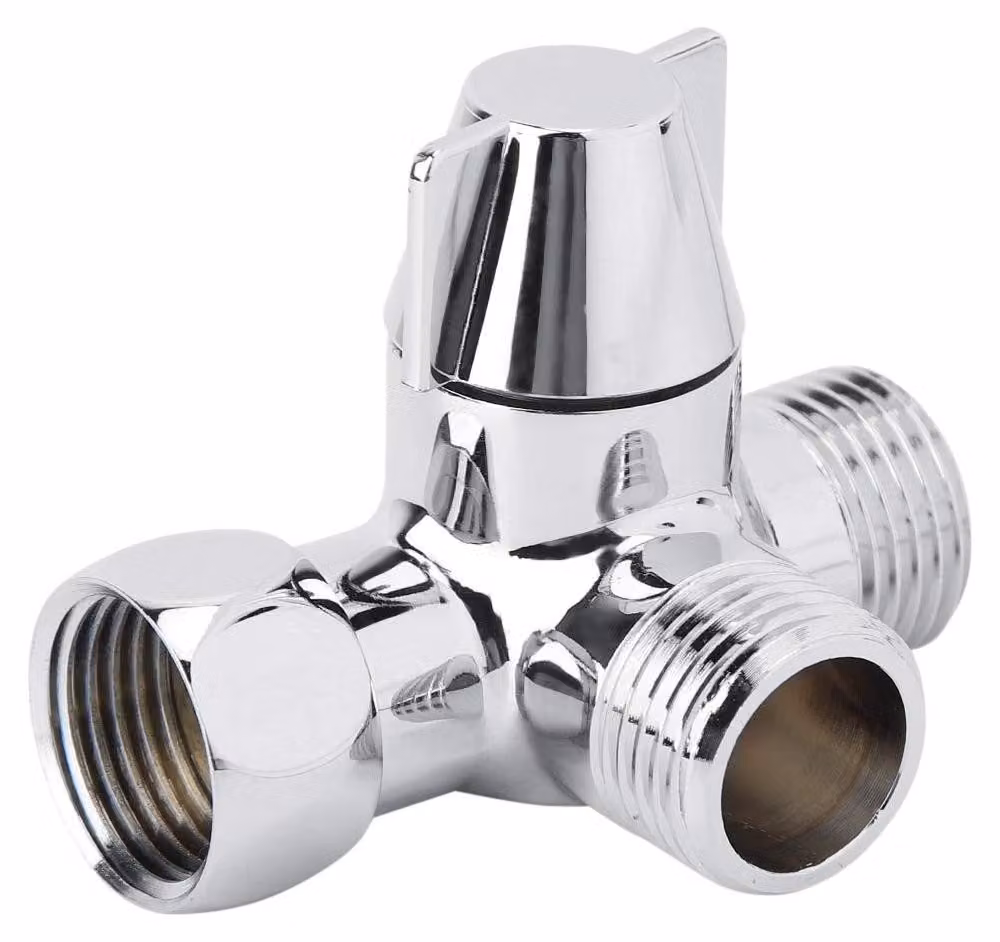 Deviatore per doccia G1/2" - Tre vie - Ottone - Adattabile a diverse applicazioni - Divisore per doccia/rubinetto - Installazione semplice - Derivatore d'acqua