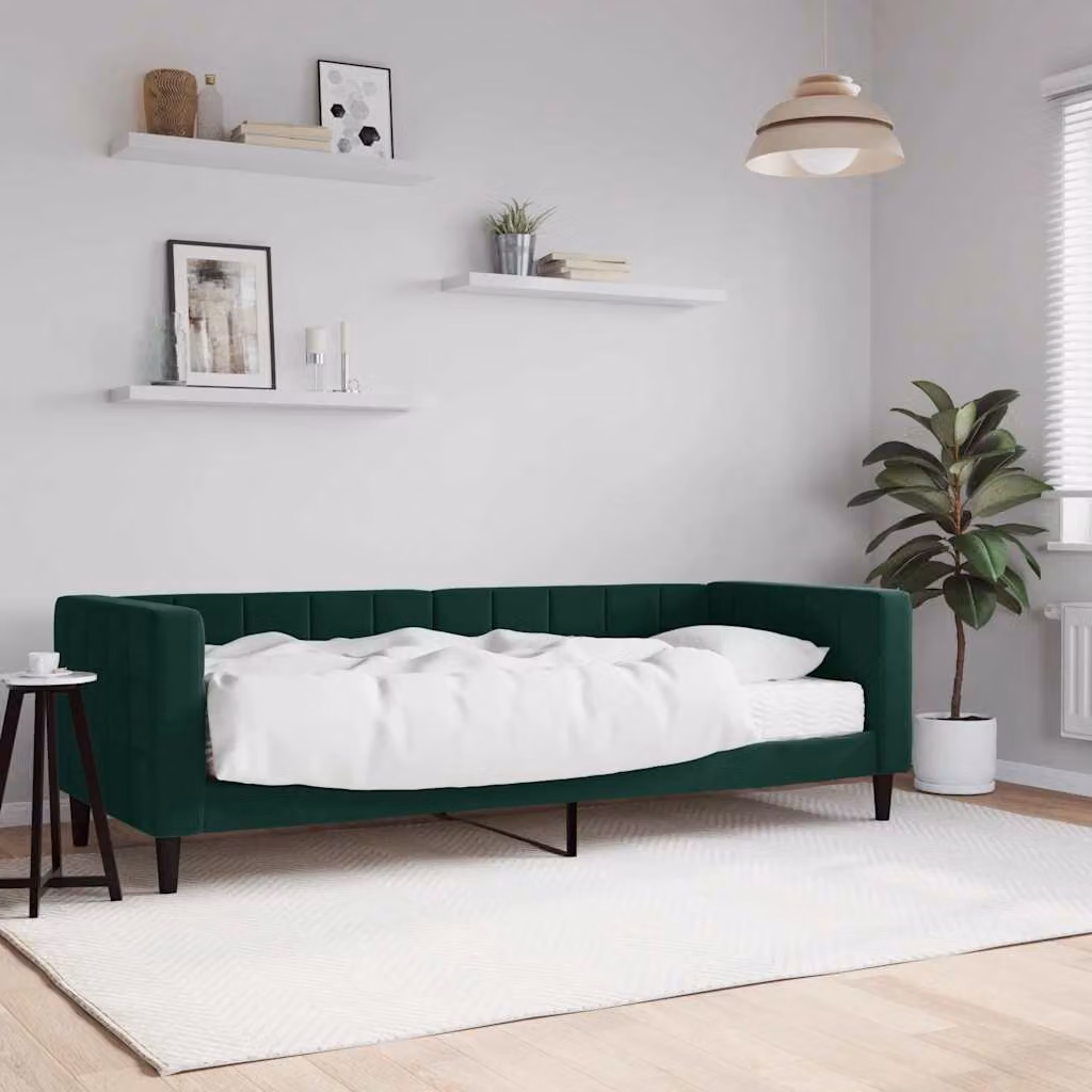vidaXL Divano Letto in Velluto Verde Scuro con Materasso
