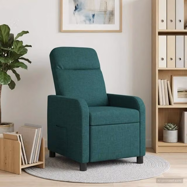 Poltrona reclinabile relax vidaXL in tessuto verde con braccioli e struttura moderna – 1