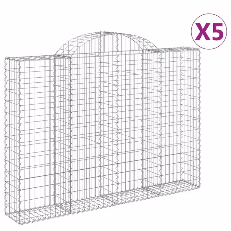 Cesti Gabbioni ad Arco 5 pz 200x30x140/160 cm Ferro Zincato