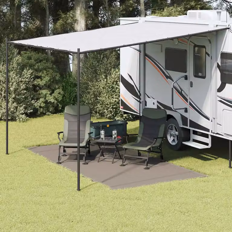 Tappeto da tenda vidaXL grigio chiaro in polipropilene per giardino e terrazza L 400 cm x P 200 cm