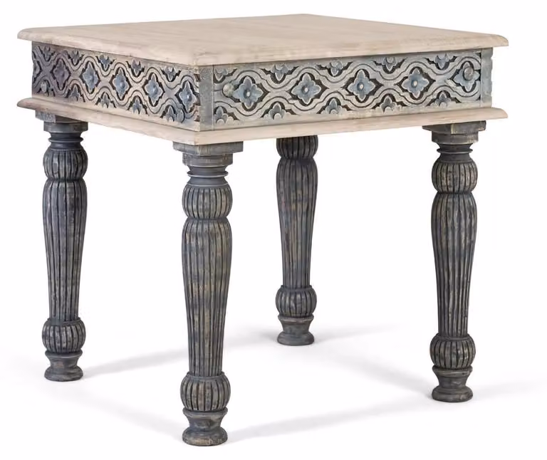 Tavolino antico in legno di mango blu, 60 cm x 60 cm x 60 cm Giner y Colomer