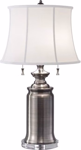Lampada da tavolo classica nichel con paralume bianco Feiss