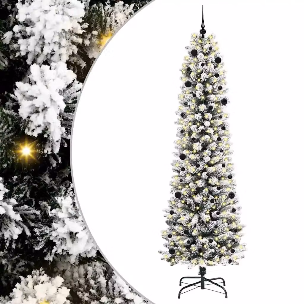 Albero di Natale artificiale moderno vidaXL bianco con luci LED bianco caldo – 2