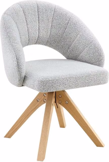 Set di 2 sedie da pranzo girevoli a 360° in tessuto grigio chiaro, stile retrò