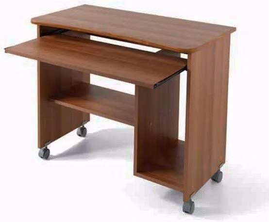 Scrivania portacomputer Iperbriko in noce antico con ruote, H 76 cm x L 93 cm x P 48,5 cm