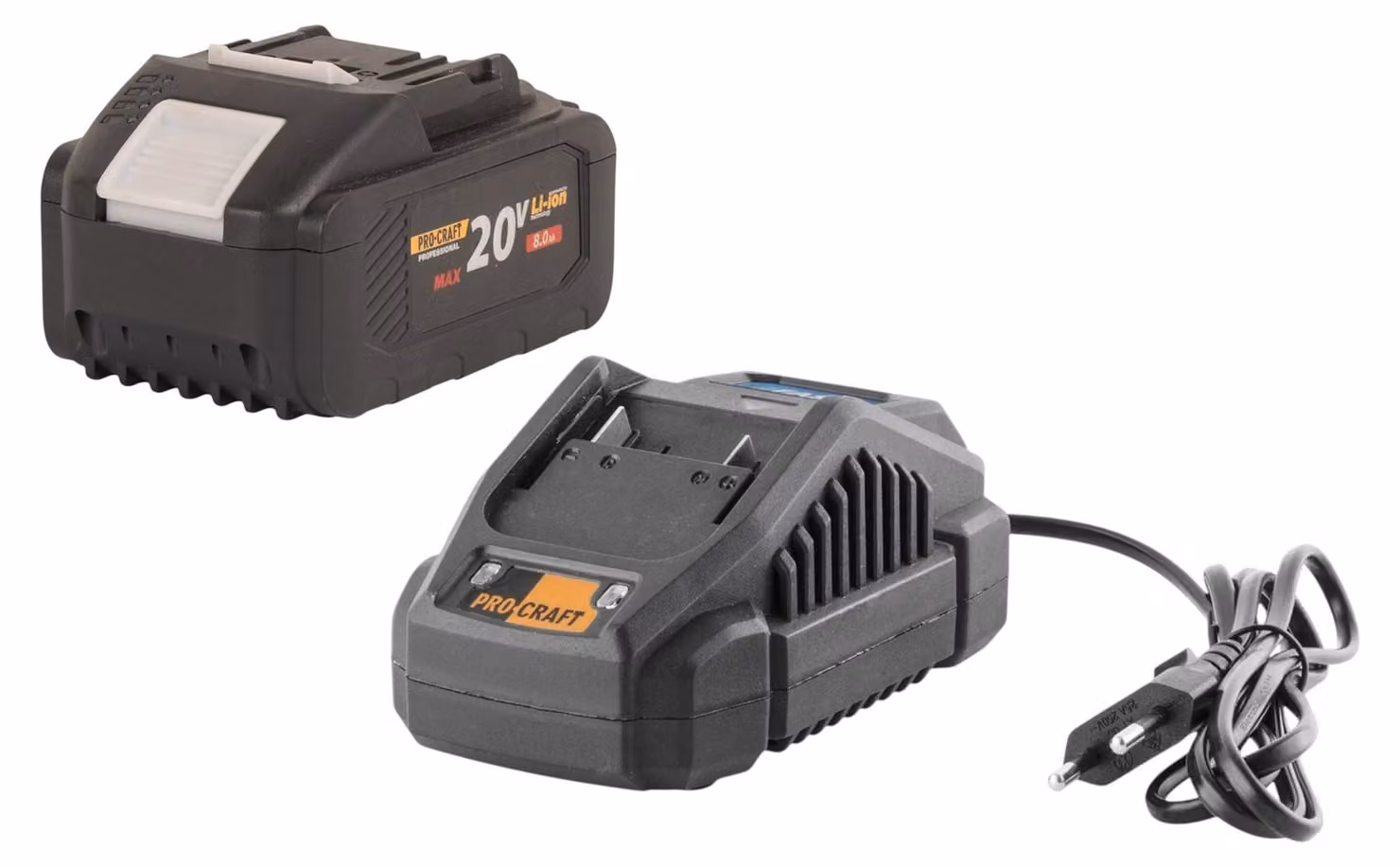 Procraft Starter Pack 20 V 20/2,4 A Caricabatterie + 1x 20/8 Batteria 8,0 Ah
