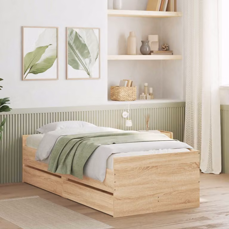 Struttura letto con cassetto vidaXL in pino massello color marrone stile rustico