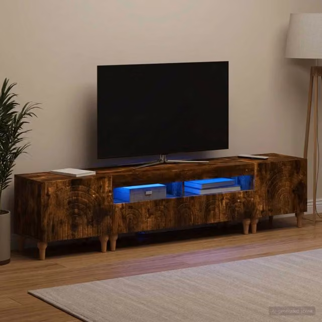 Mobile TV LED a 3 pezzi Rovere Fumo Legno ingegnerizzato 3416503