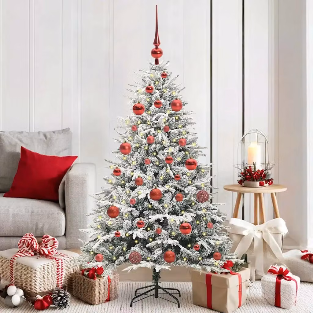 Albero di Natale artificiale verde con illuminazione LED bianco caldo e design moderno da interno ed esterno – 2