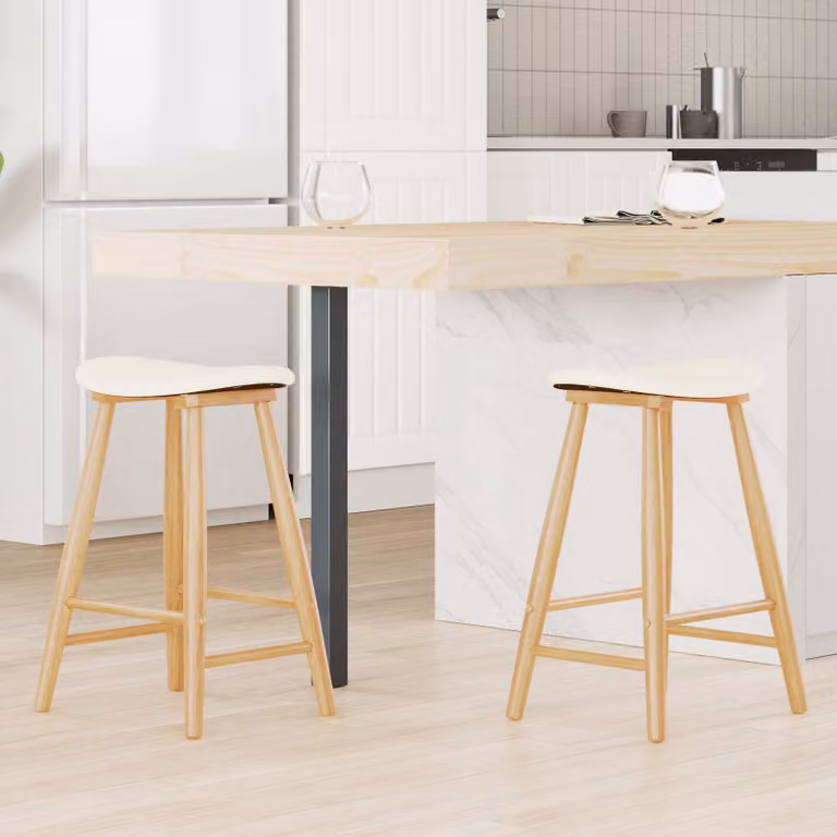 Set di 2 sedie da pranzo vidaXL in legno di gomma naturale stile mid-century L/P/H: 46 x 37 x 63 cm