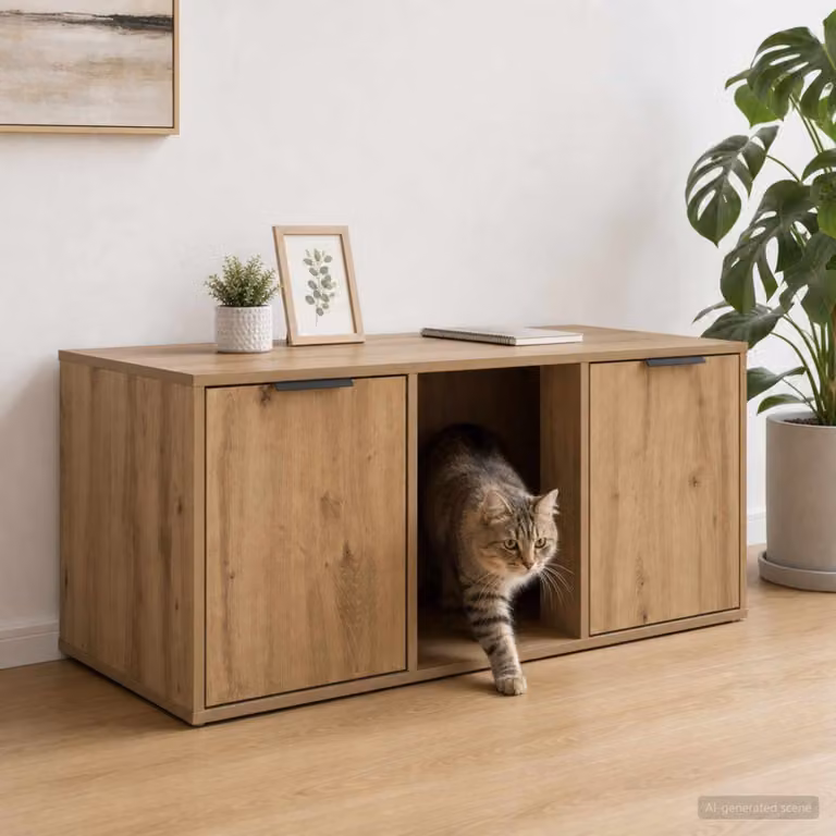 Mobile per gatti vidaXL in legno color rovere marrone, L 100 x P 49 x H 45 cm