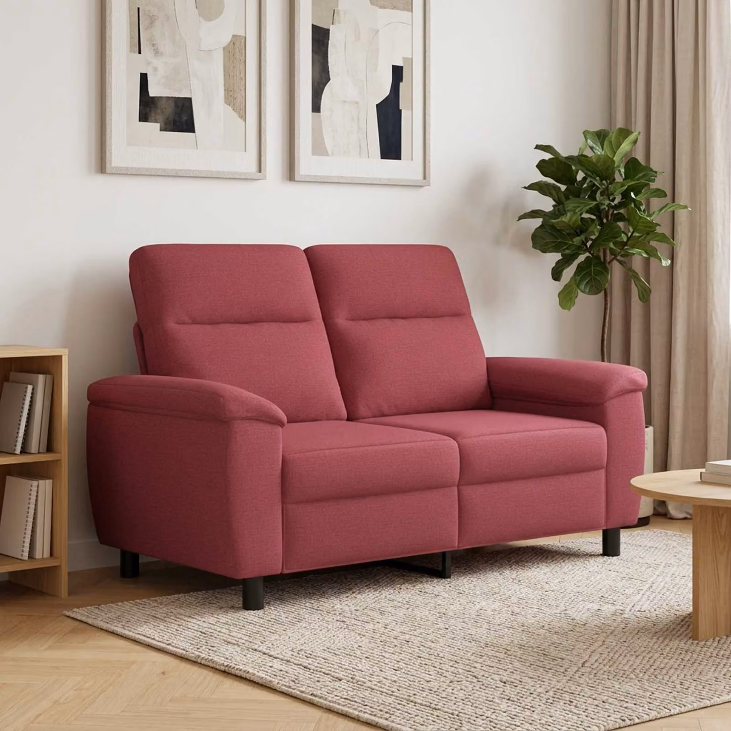 Divano moderno lineare vidaXL in tessuto rosso con struttura in metallo L: 158 cm, P: 90 cm, H: 95 cm