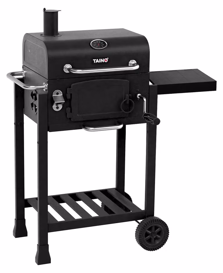 Barbecue a carbonella affumicatore - Griglia a carrello compatta - Griglia smaltata in porcellana - 87 x 57 x 108 cm - Per giardino, terrazzo o balcone