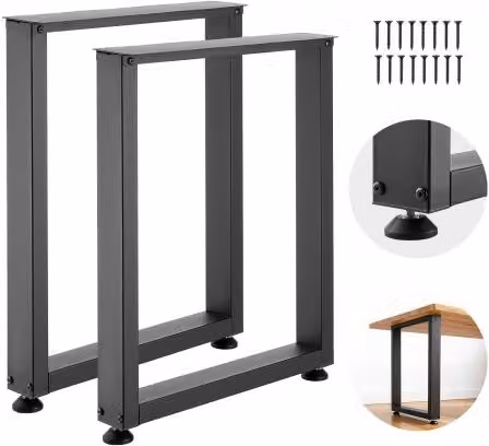 Coppia di gambe per tavolo e scrivania VEVOR in acciaio nero, design modulare e struttura quadrata stabile, L/P: 75 x 60 cm