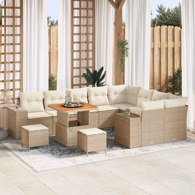 Set Divano da Giardino Moderno vidaXL a Forma a U con Cuscini Beige e Struttura in Acciaio Verniciato a Polvere – 1
