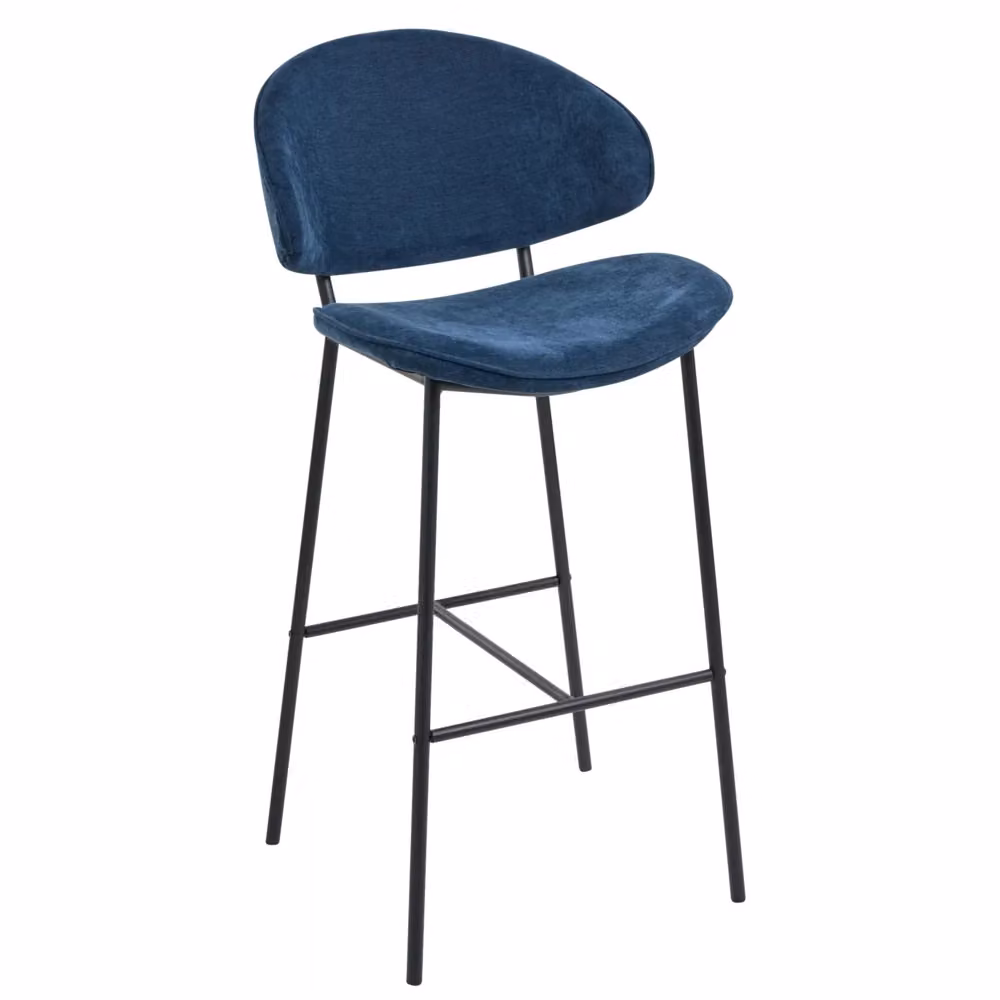 Set di 2 sgabelli da bar BELIANI in tessuto blu marino con sedile imbottito e schienale curvo, stile moderno e minimalista – 2