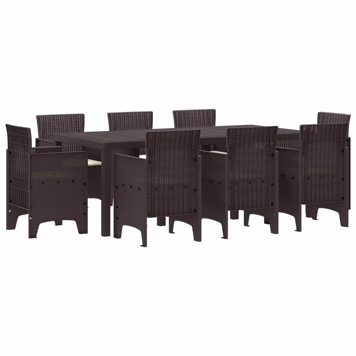 Set da pranzo per giardino e terrazza vidaXL in polipropilene marrone 9 pezzi – 1