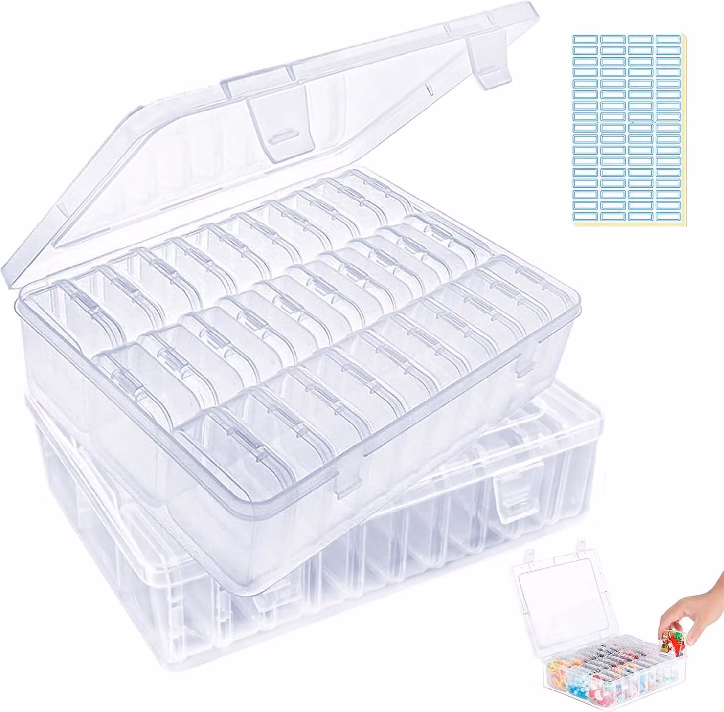 Piccole scatole trasparenti, 60 pezzi, con coperchio, ideali per materiali da bricolage