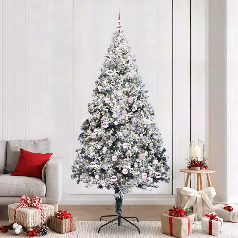 Albero di Natale artificiale moderno vidaXL bianco con 300 LED luce bianca calda, Altezza: 240 cm