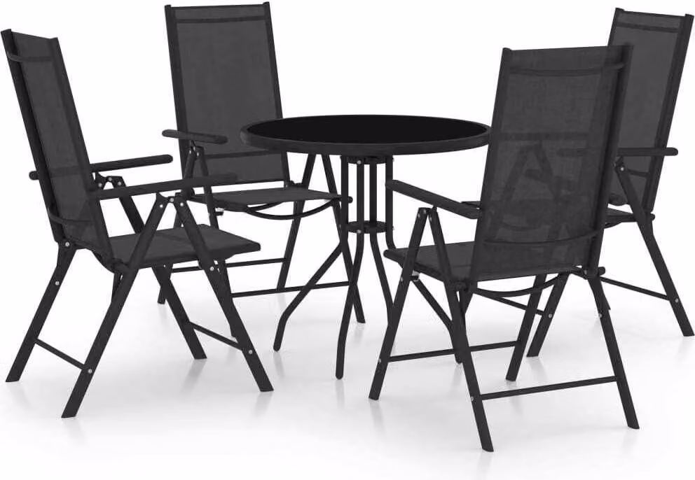 Maison Exclusive - Set da pranzo da giardino 5 pezzi in alluminio e Textilene nero