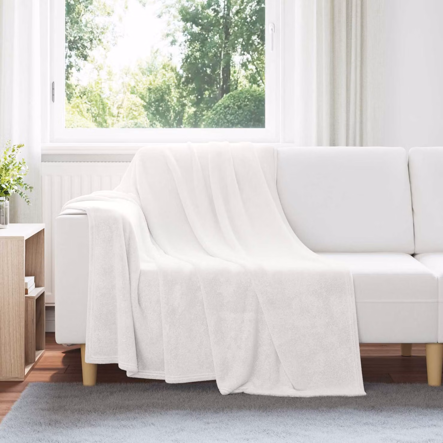 Set di 6 coperte in pile vidaXL bianche, L 150 x P 200 cm