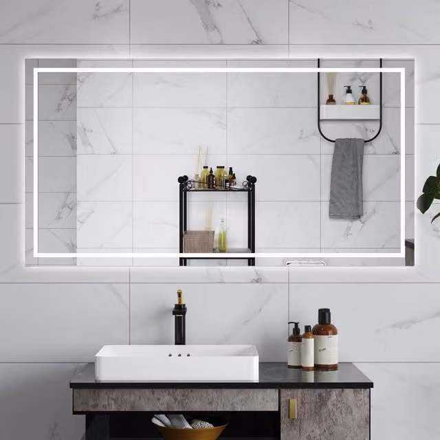 AICA Specchio da bagno 80 x 120 cm, dimmerabile, interruttore touch, Funzione Memoria, antiappannamento