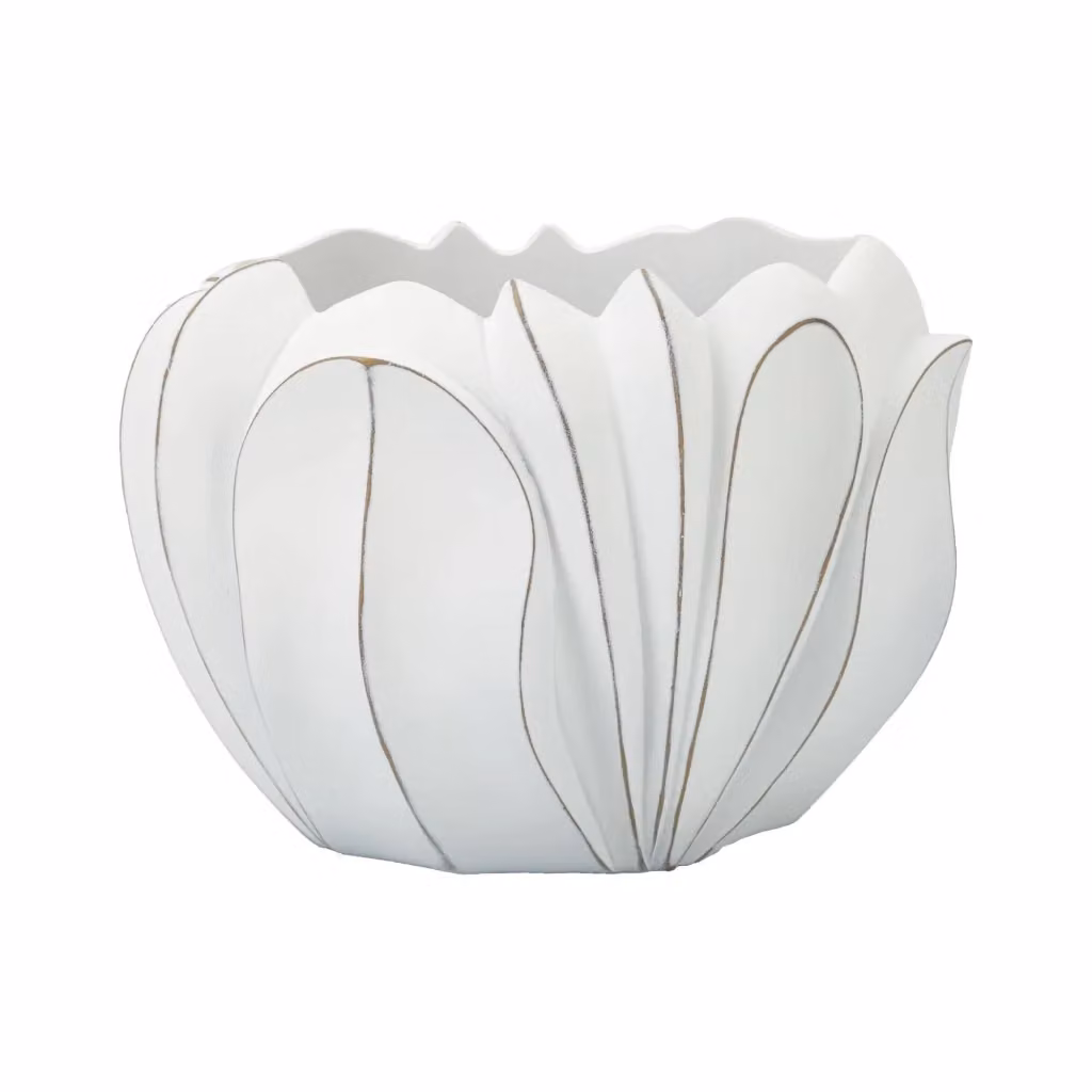 Vaso Bovezzo DMORA Bianco, Complemento d'arredo moderno per tavolo, L: 34,5 cm, P: 34,5 cm, H: 23,5 cm – 2