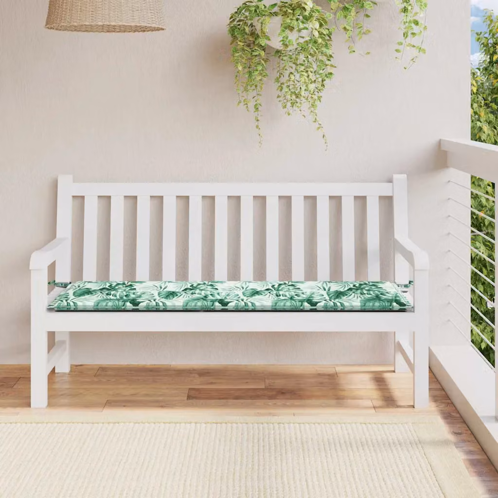 vidaXL Cuscino per Panchina Ergonomico in Tessuto Oxford con Motivo a Foglie, Verde, L/P/H: 200 x 200 x 50 cm