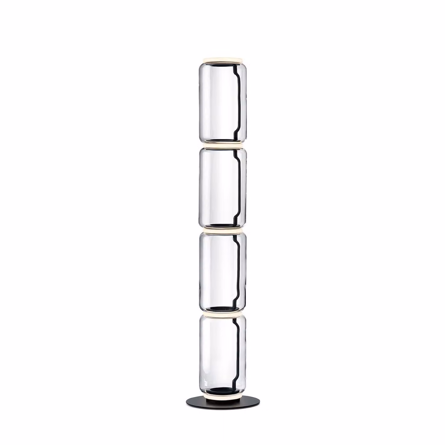 Flos - Noctambule Floor 4 Low Cylinder Small Base - Lampada da terra - Nero