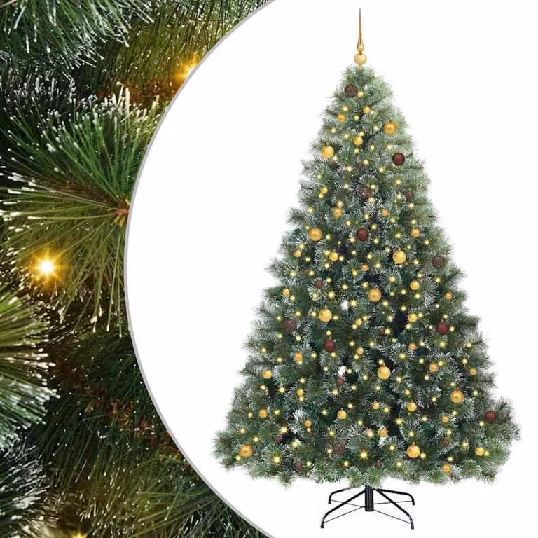 Albero di Natale artificiale con 300 LED verdi da 240 cm in PE e PVC