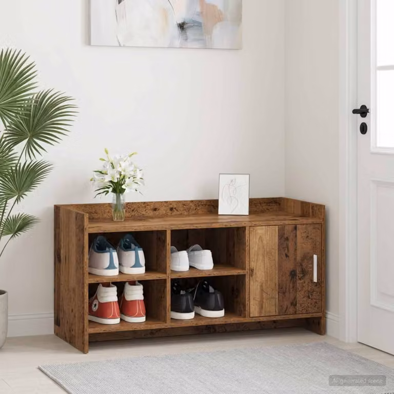 Mobile porta scarpe vidaXL in legno color marrone, L 100 x P 39,5 x H 51 cm