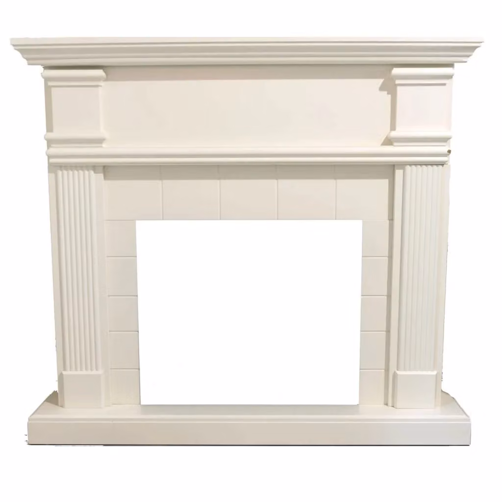 Cornice Camino Sined Caldera Bianco per Inserto Elettrico o Bruciatore Design Classico – 2