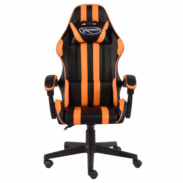 Sedia da Gaming Nero e Arancione in Pelle finta