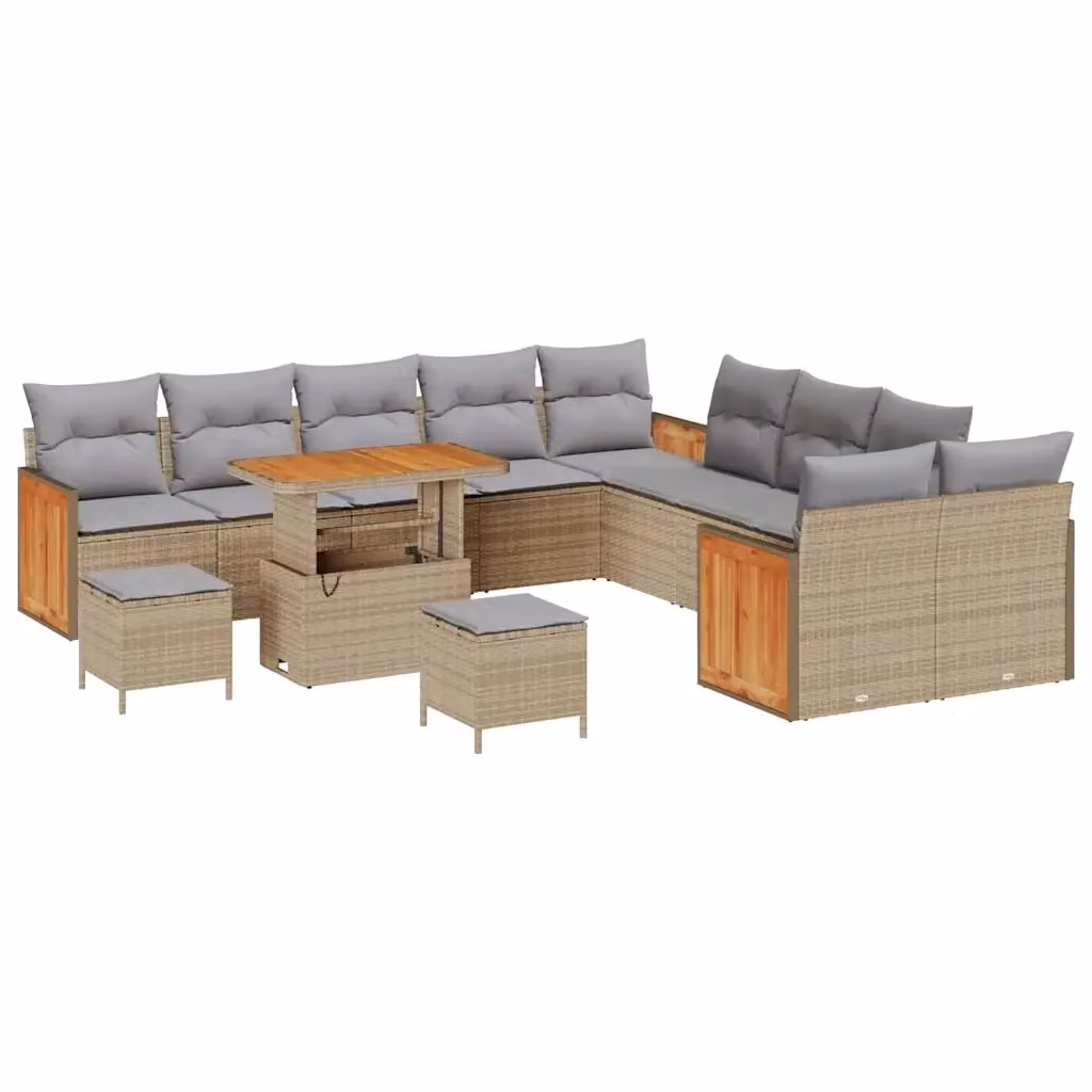 Set Divano da Giardino Moderno vidaXL a Forma a U in Acciaio Verniciato con Cuscini Beige e Grigio composto da 17 Pezzi – 2