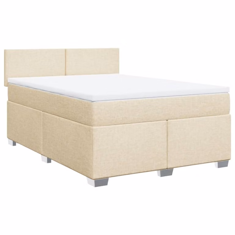 Giroletto a Molle con Materasso Crema 140x19 cm in Tessuto