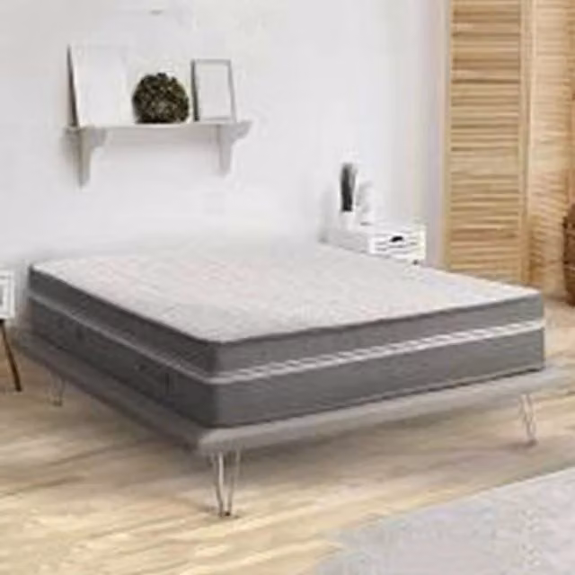 Materasso Matrimoniale Ibrido Talamo Italia con Rivestimento Sfoderabile e Regolazione della Temperatura, Grigio, L/P/H: 160 x 190 x 32 cm