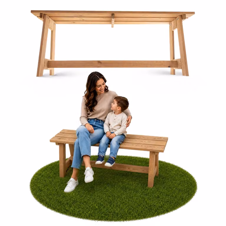Panchina da parco in legno KADAX senza schienale 119 cm, solida panchina da giardino