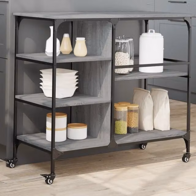 Carrello da cucina stile industriale vidaXL in legno e metallo grigio L/P/H: 100 x 45 x 89,5 cm